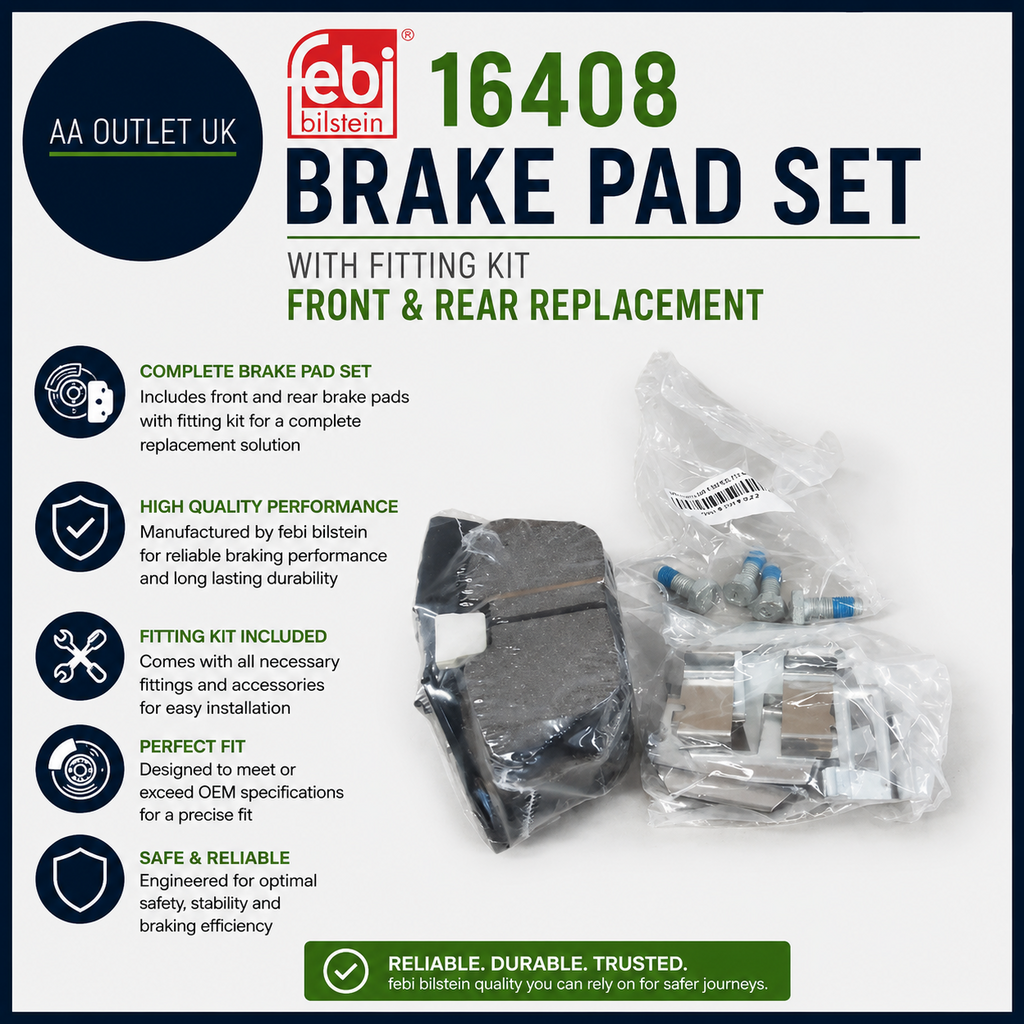 Febi Bilstein 16408 Brake Pad Set Fitting Kit Front Rear Replacement Design