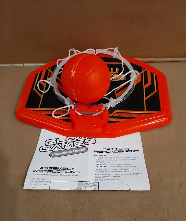 Glow Games LED Light Up Basketball Hoop Ball Set Kids 5+ Glow in the Dark