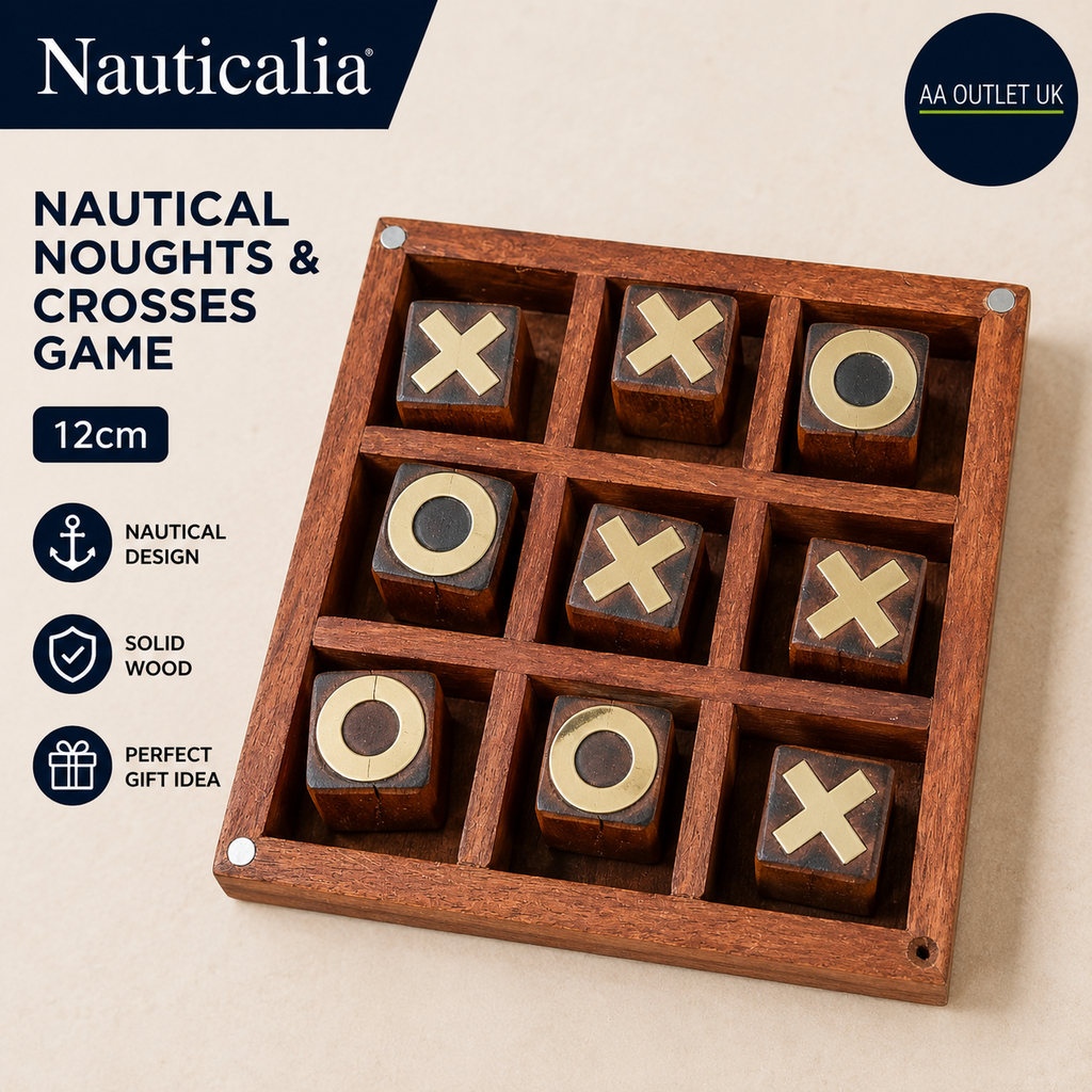 Nauticalia Naval Style Hardwood Noughts & Crosses Game 12cm Travel Portability