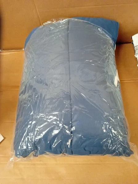 Hib Navy Reversible Coverless Duvet Single 135x200cm Oeko Tex New
