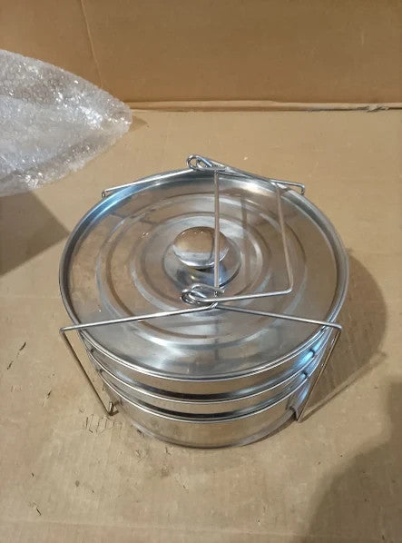 Ladieshow Stackable 3 Tier Stainless Steel Steamer Cooker Pot 19.1x19x19cm New