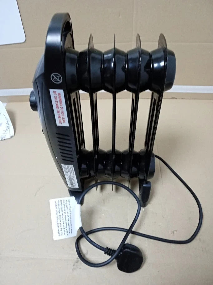 Russell Hobbs 650W Oil Filled Radiator 5 Fin Portable Electric Heater Black