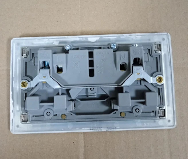 BG FBS22G Double Switched 13A Plug Socket Flatplate Screwless Brushed Steel