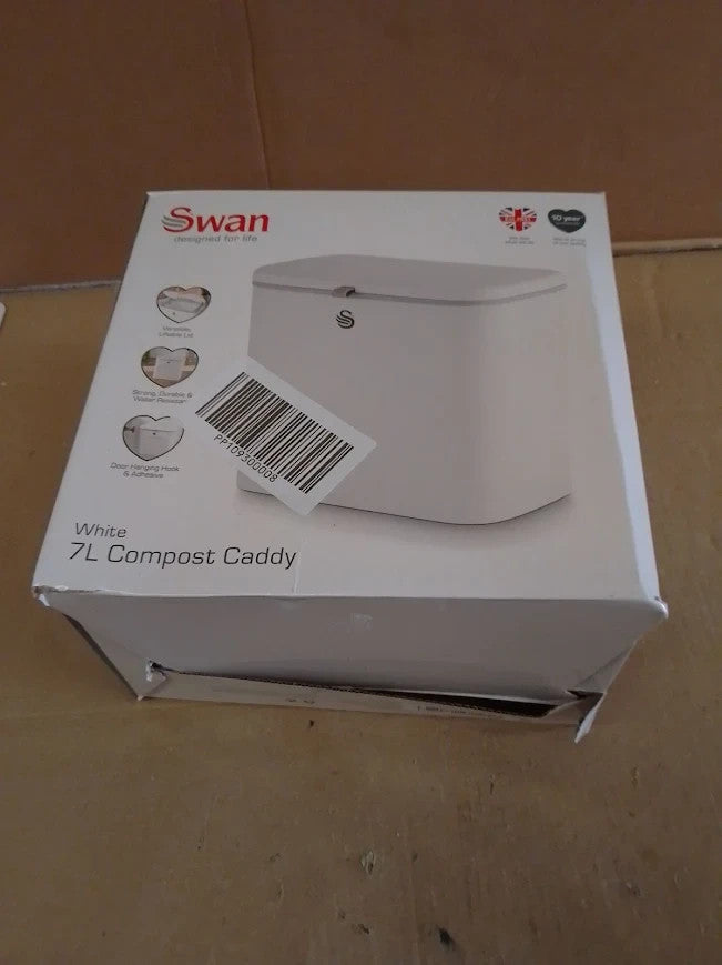 Swan 7L Kitchen Compost Caddy Door Hanging Hook White SWKA4412WHT