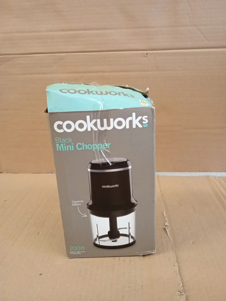 Cookworks CH1117BN Mini Chopper Black 200 Watts 0.5L Capacity Removable Blades