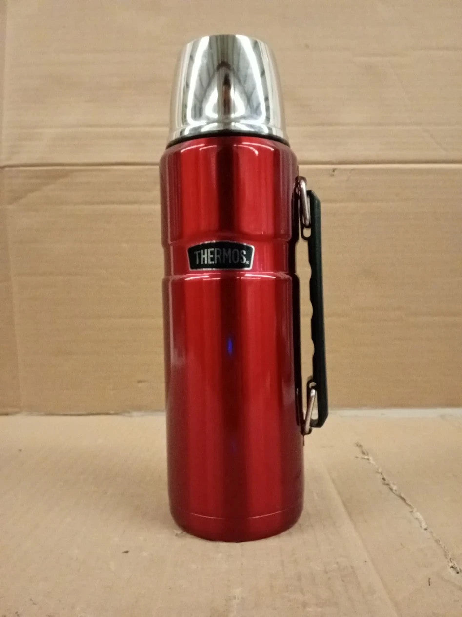 Thermos Stainless King Cranberry Red Drinks Flask 1.2L 24h Hot & Cold Adults Red