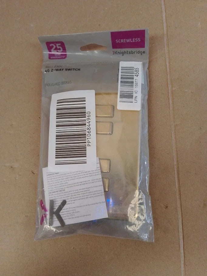 Knightsbridge SF4100PB Screwless 10 A 4 Gang 2 Way Switch Polished Brass New