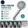 Home 5 Function Shower Head Chrome Easy clean Limescale Resistant 1 Pack