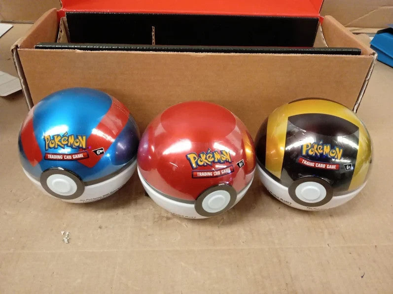 Pokemon TCG Poke Ball Tin Bundle Great Ultra Ball 6 Sticker 9 Booster Pack New