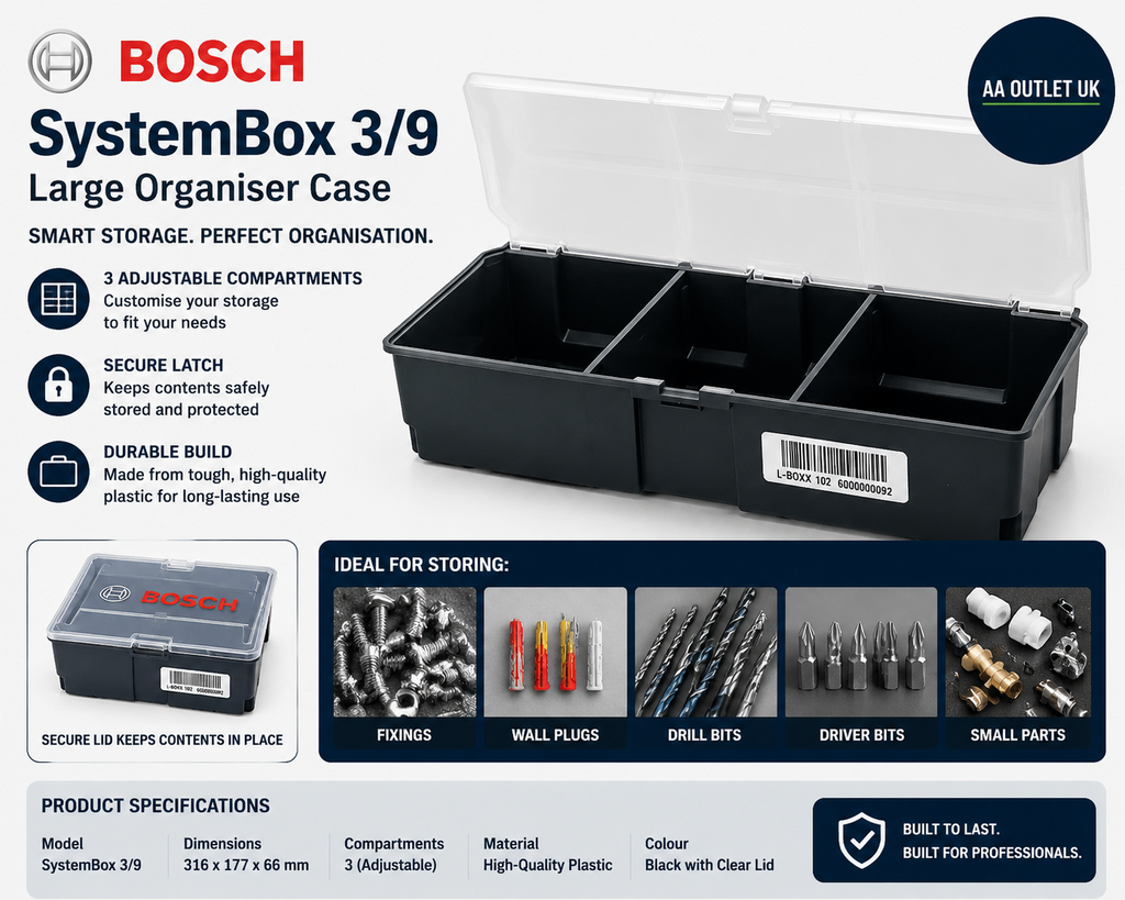 Bosch SystemBox Storage Box 3/9 Large Organiser Case Tool Plastic Durable Design