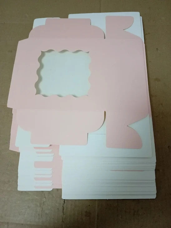Gcardist Pink Bakery Box Window 15.2x15.2x7.6cm Pink Cookie Boxes Pastry New