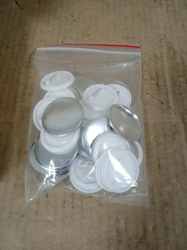 Sourcing Map 120 Set 32mm 1.26in Round Metal Plastic Button Parts Clear Film