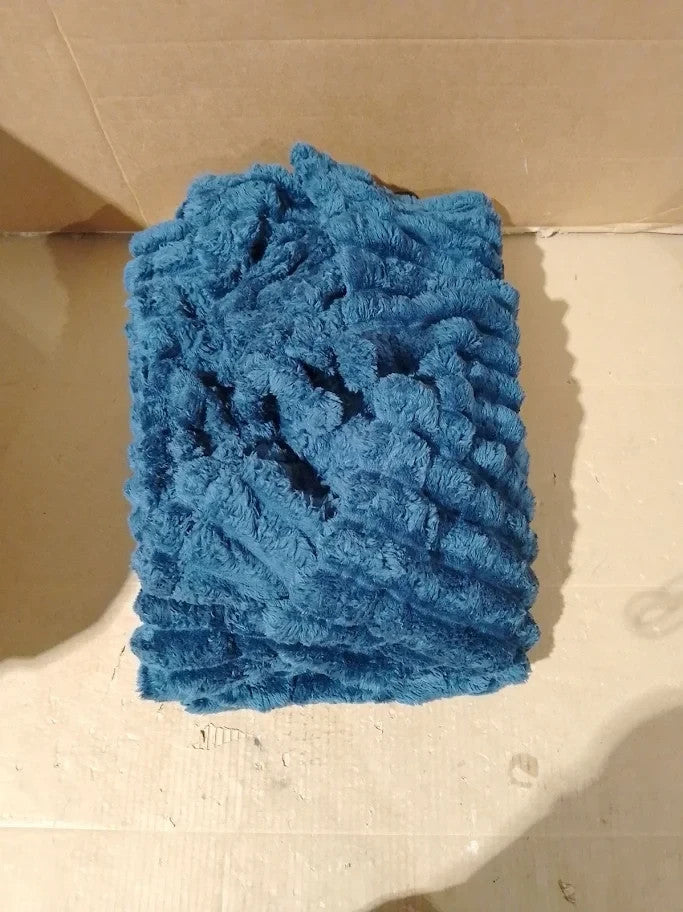 Bedelite Fluffy Fleece Throw Blanket Blue 152x203cm Soft Warm For Sofa New