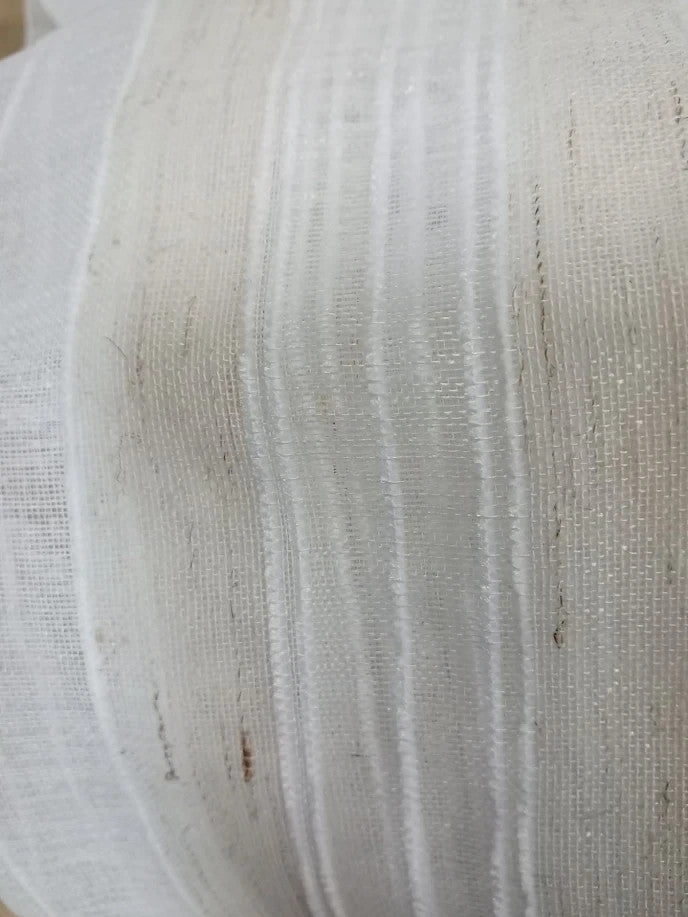 TOPICK Striped Voile Net Kitchen Curtains 36 Inch Drop Sheer Cafe Tier Panels
