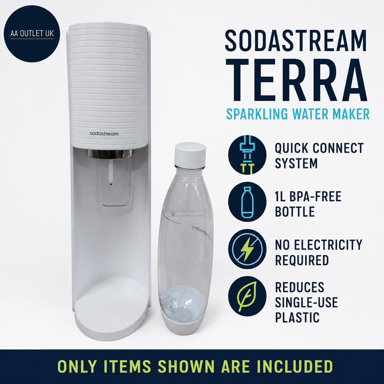 SodaStream Terra Sparkling Water Maker Quick Connect CO2 System 60L Cylender