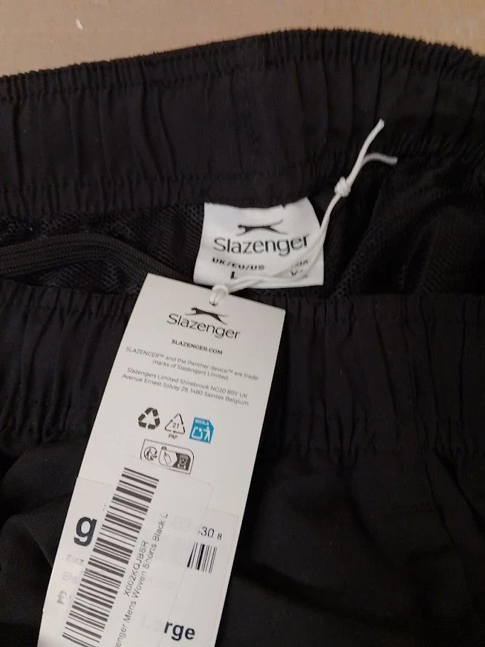 Slazenger Mens Woven Shorts 100 Polyester Elasticated Waistband Black L New