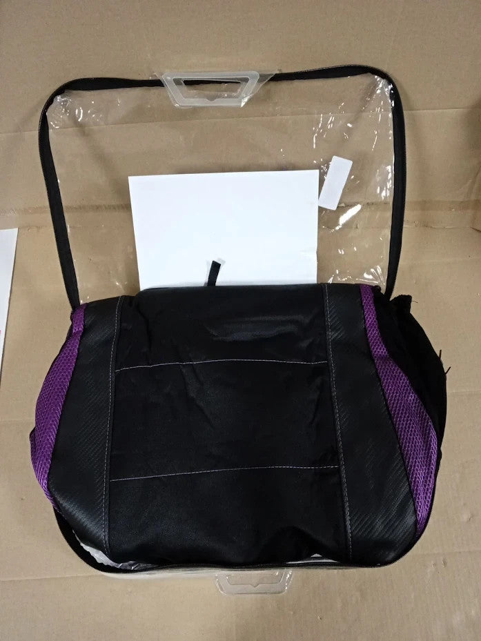 Flying Banner Carbon Fiber Car Seat Covers Floor Mats Full Set Black Purple New