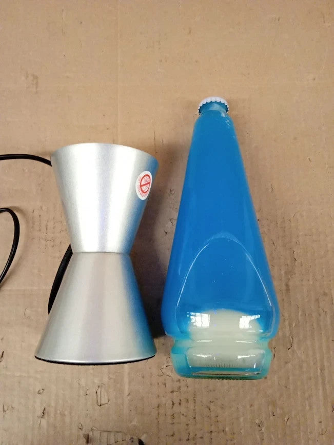 Lava Lamp 2103 White Wax Blue Liquid Silver Base Cap Original 14.5in Motion Lamp