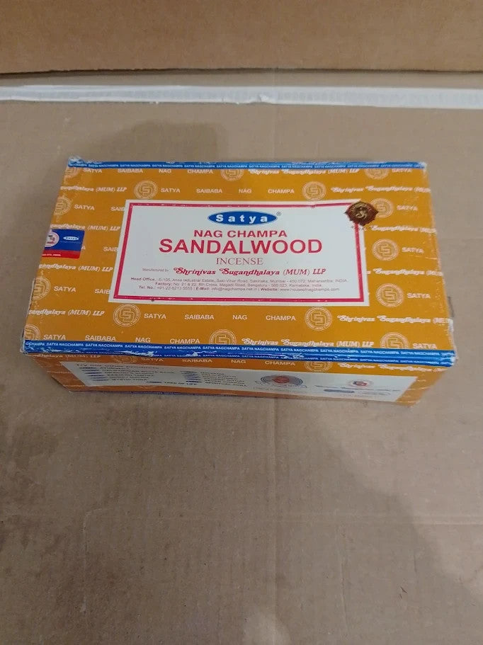 Satya Sandalwood Incense Sticks 12 Box Value Pack Hand-Rolled In India New
