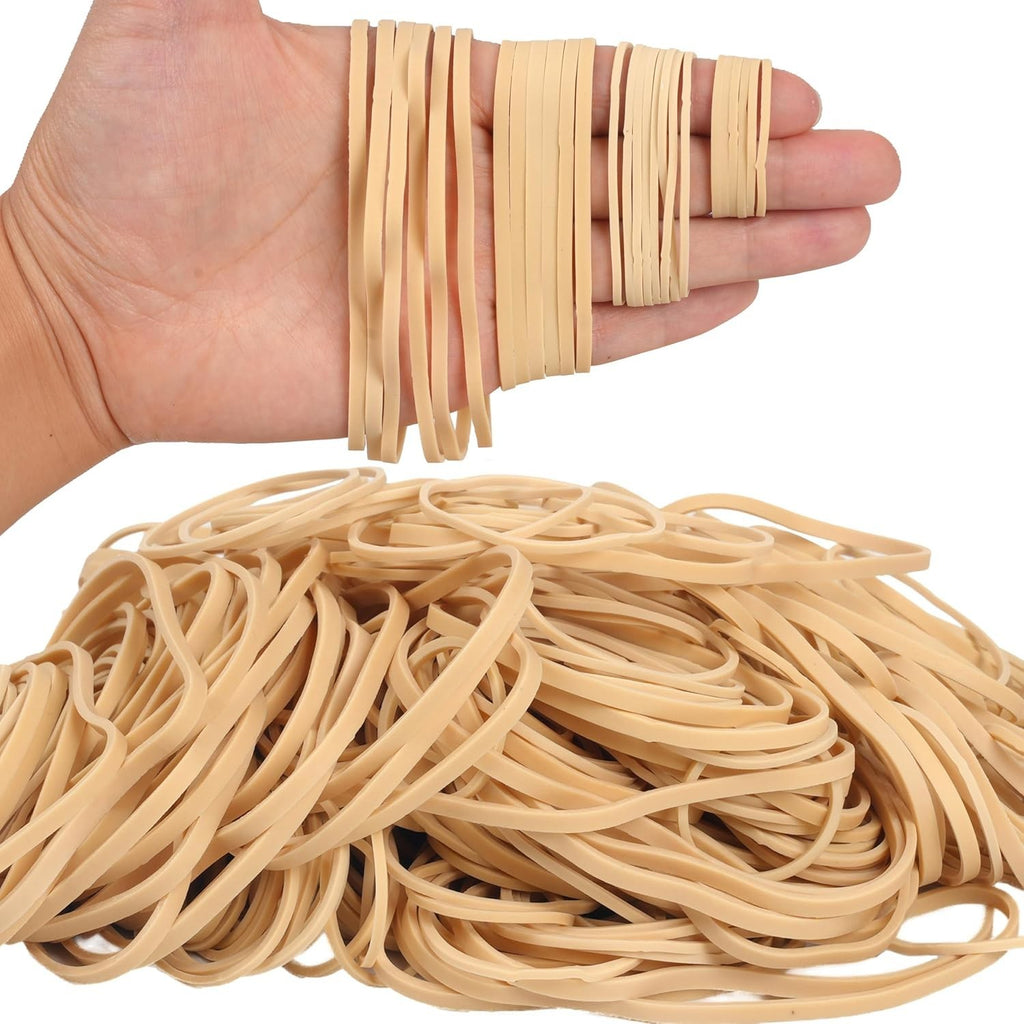 AOUOU Rubber Bands Assorted 4 Sizes Beige Net Weight 190g Elastic New