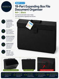 Rapesco 1555 19 Part Expanding Box File Document Organiser A4+ Black