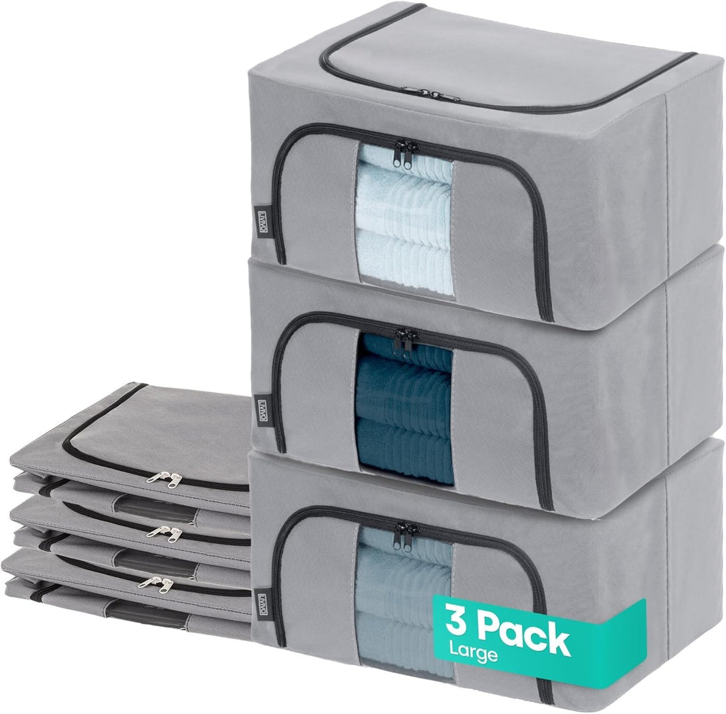 Livivo Set 3 Storage Bags Boxes Organizer Double Opening Zips Clear Windows New