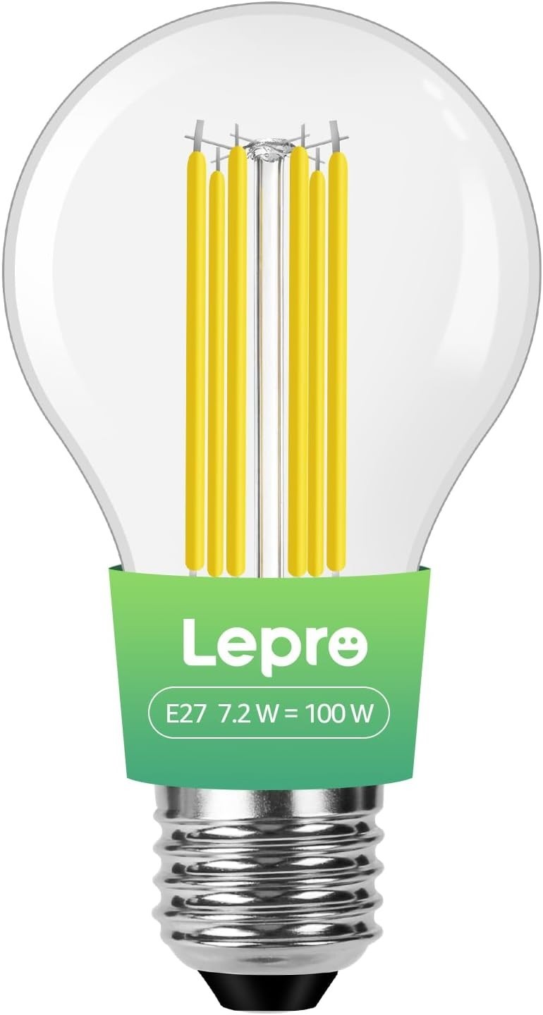 Lepro 1521lm E27 Screw Bulb A Rated 7.2W=100W Warm White 2700K Light Bulb New