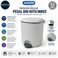 Addis Premium Deluxe Bathroom Office Pedal Bin Inner 3.5L Light Charcoal Grey