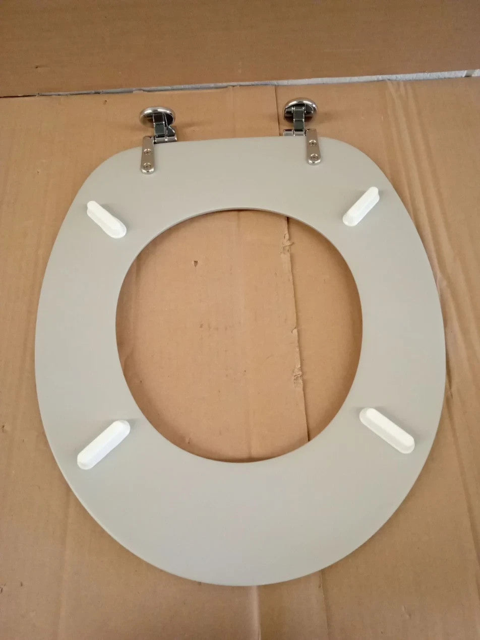 Home Tongue & Groove Style Toilet Seat Adjustable Hinges Grey 45x37.3x5.3cm