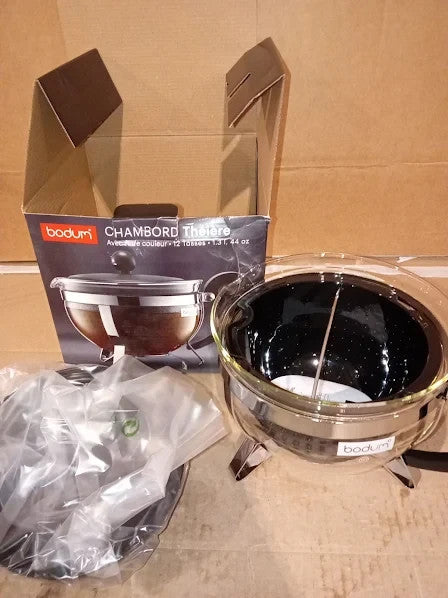 Bodum Chambord Teapot Coloured Plastic Filter 44oz Black 6.61x9.17x6.61in New