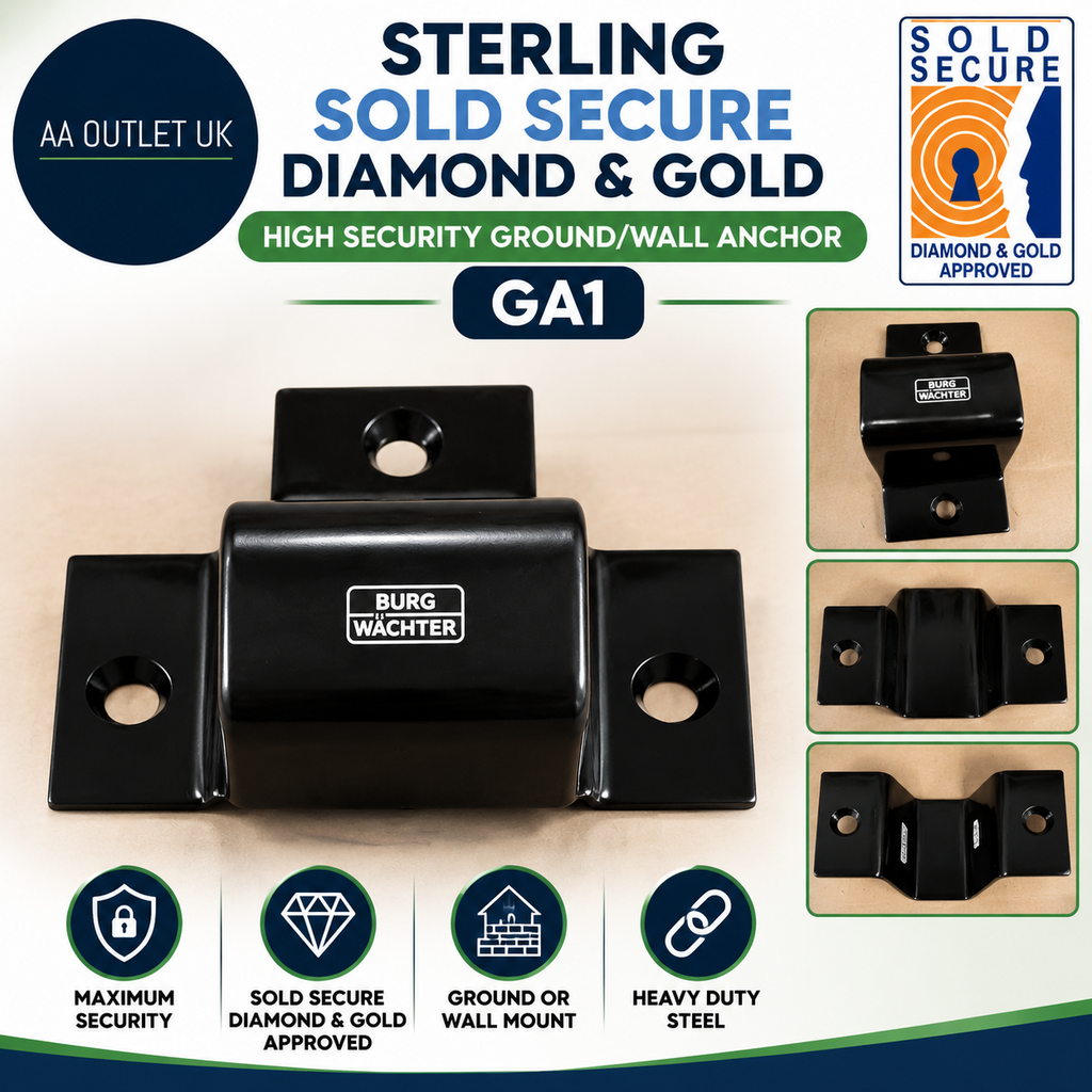 Sterling Sold Secure Diamond & Gold High Security Ground Wall Anchor GA1 Black