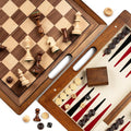 Lingle 15.5in Deluxe Solid Wood 3 In 1 Game Set Portable Chess Backgammon New
