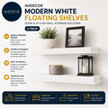 Ahdecor Modern White Floating Shelves Sleek Wall Mounted Storage Solution
