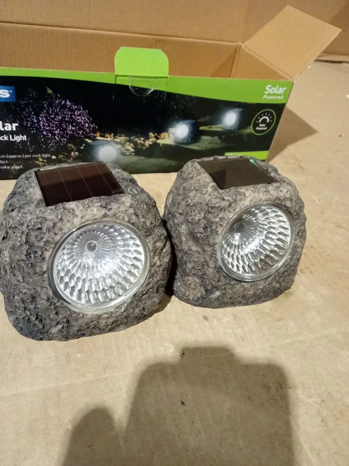 Status Uluru Outdoor Garden Solar Light 2 Pack Led Rock Design Solar Lights New