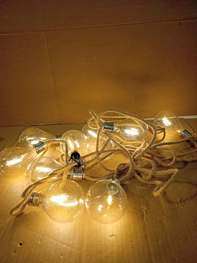 Noma Connectable Jute Rope Festoon Garden Lights 10 Warm White Led 6.8m New