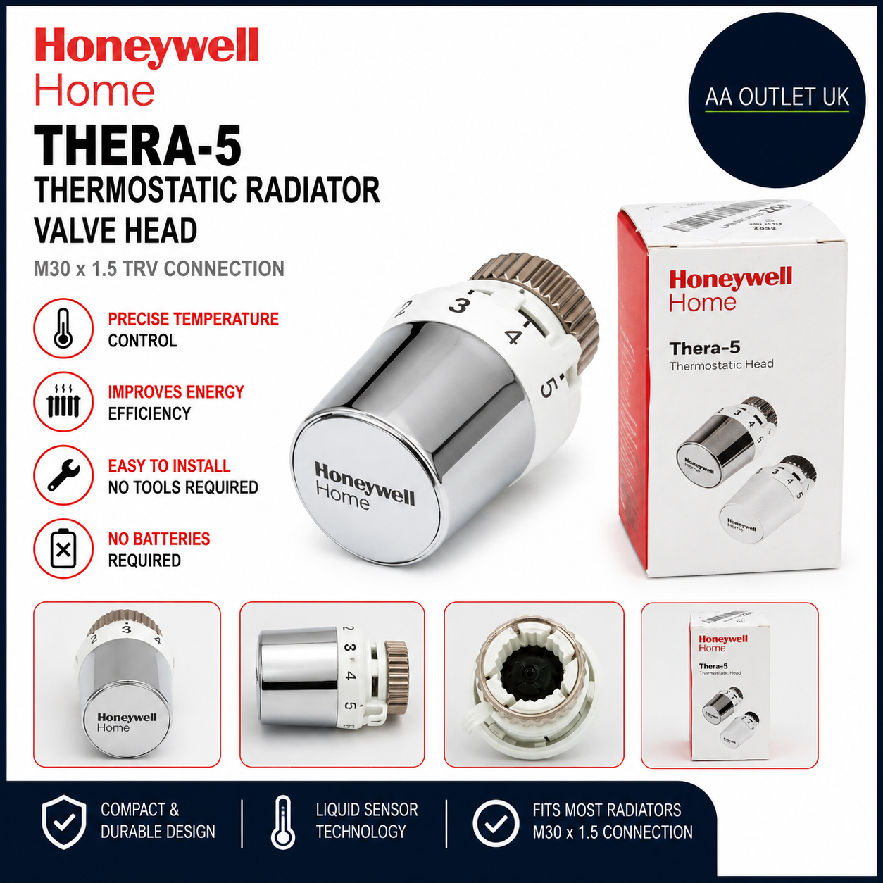 Honeywell Home Thermostatic Radiator Valve Thera 5 M30x1.5 TRV S T5019W0