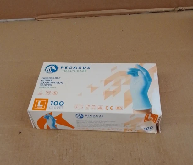 Pegasus Healthcare Nitrile Disposable Examination Gloves Latex Powder Free L New