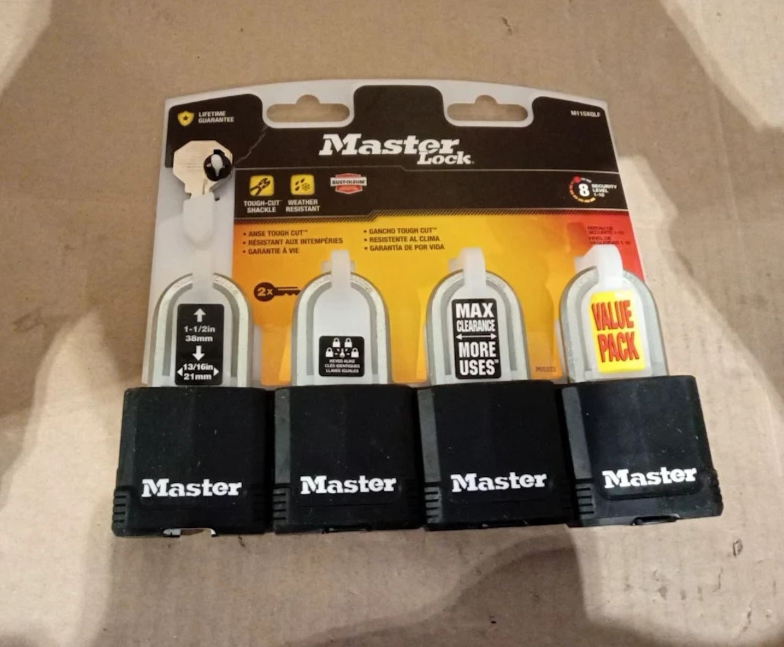 Master Lock M115XQLFCCSEN Magnum Padlock 4 Pieces Laminated Steel Black 48mm New