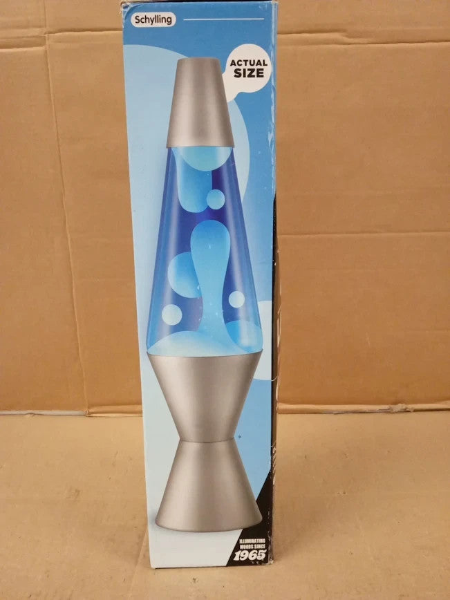 Lava Lamp 2103 White Wax Blue Liquid Silver Base Cap Original 14.5in Motion Lamp