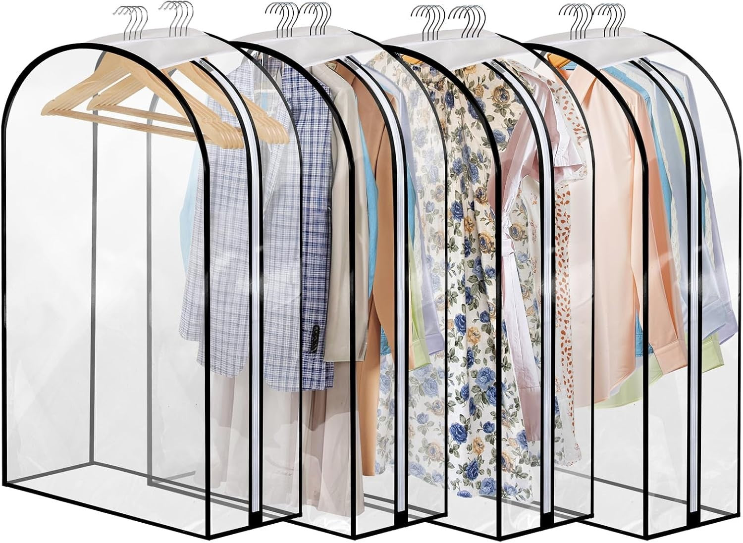 4 Pack Clear Garment Bags 40" With 10" Gusset Coats Suit Jackets PEVA Covers
