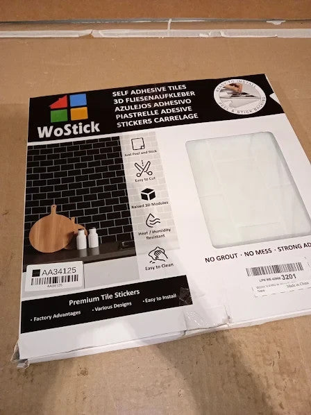 Wostick 10 Sheets 3D Self Adhesive Peel Stick Wall Splashback Tiles 30.5x30.5cm