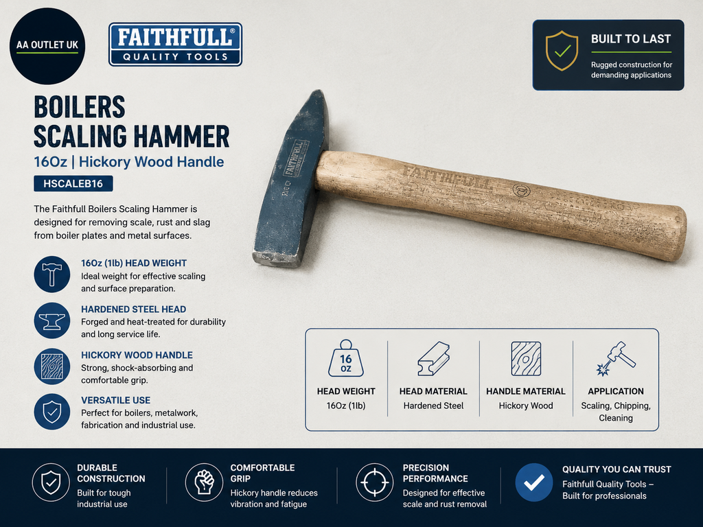 Faithfull HSCALEB16 Boilers Scaling Hammer 16Oz Hickory Wood