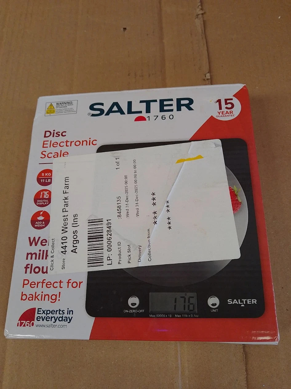 Salter Electronic Scale with Steel Platform Black Capacity 5kg LCD Display