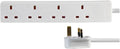 Pro Elec PL15287 4 Gang Extension Lead White Slim Plug Socket Cable Design New