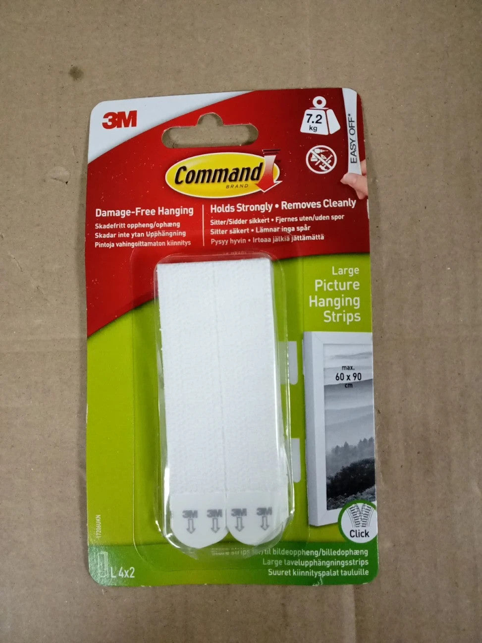 Command Large Picture Hanging Strips White 4 Strips Pair White New