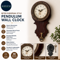 Retro European Style Simulated Wood Pendulum Wall Clock Quartz Silent Metallic