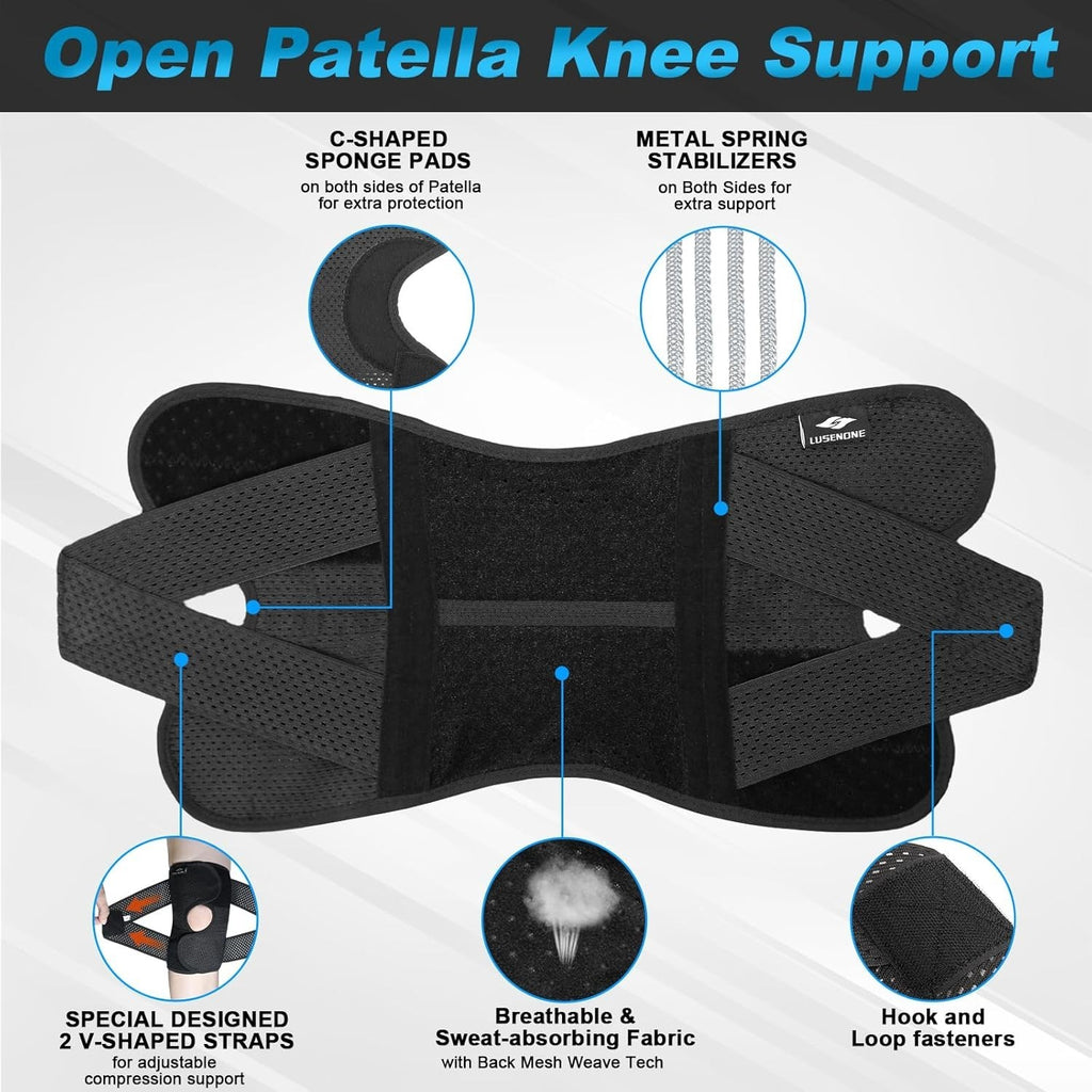 Lusenone Knee Support Side Stabilizers Adjustable Brace Men Women XL New