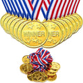G4gadget Strong Quality Set 12 Gold Plastic Winner Medals Necklaces Sports New