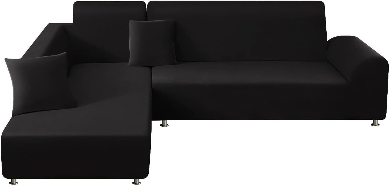 Sectional Couch Covers Stretch Sofa Slipcovers L Shaped 2 To 3 Seater Black New