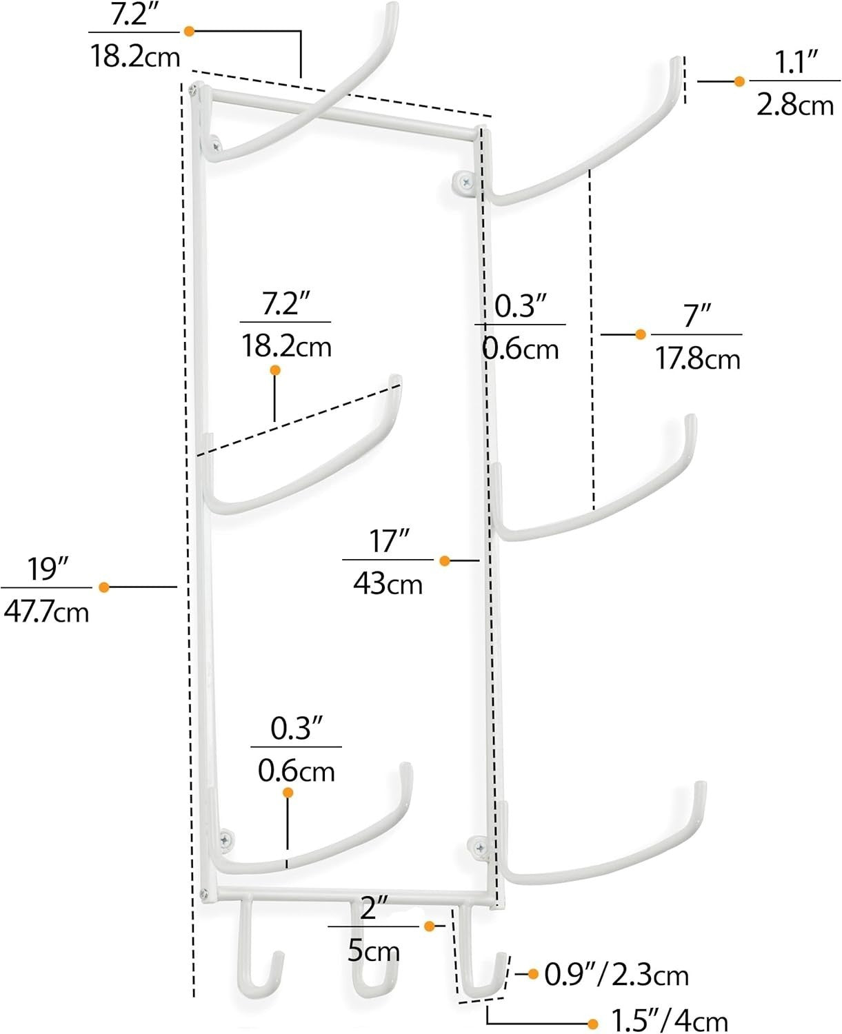Wallniture Guru Mount Yoga Mat Gym Equipment 3 Section Metal 18.3x18x48.4cm New